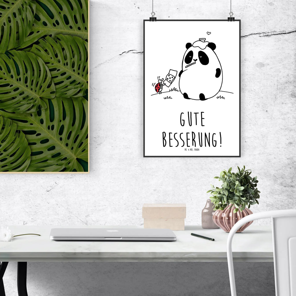 Poster Panda Gute Besserung Poster, Wandposter, Bild, Wanddeko, Küchenposter, Kinderposter, Wanddeko Bild, Raumdekoration, Wanddekoration, Handgemaltes Poster, Mr. & Mrs. Panda Poster, Designposter, Kunstdruck, Posterdruck