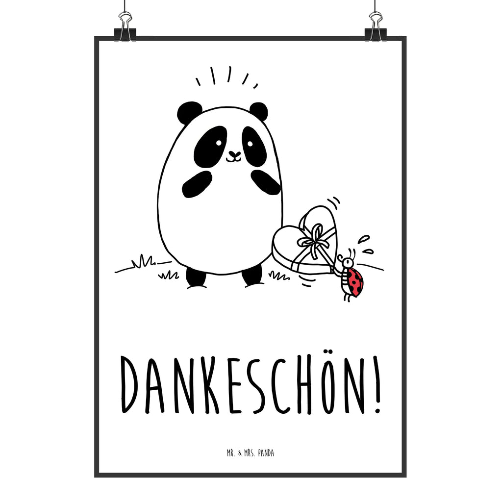 Poster Easy & Peasy Dankeschön Poster, Wandposter, Bild, Wanddeko, Küchenposter, Kinderposter, Wanddeko Bild, Raumdekoration, Wanddekoration, Handgemaltes Poster, Mr. & Mrs. Panda Poster, Designposter, Kunstdruck, Posterdruck