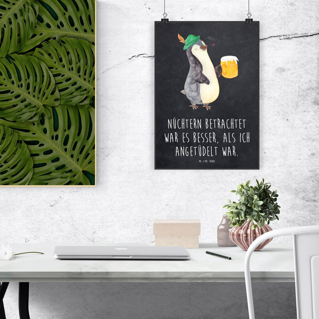 Poster Pinguin Bier Poster, Wandposter, Bild, Wanddeko, Küchenposter, Kinderposter, Wanddeko Bild, Raumdekoration, Wanddekoration, Handgemaltes Poster, Mr. & Mrs. Panda Poster, Designposter, Kunstdruck, Posterdruck, Pinguin, Pinguine, Bier, Oktoberfest