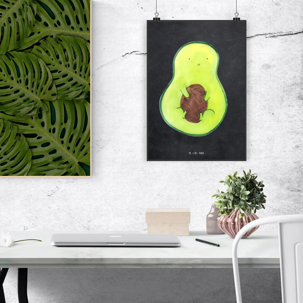 Poster Avocado Kern Poster, Wandposter, Bild, Wanddeko, Küchenposter, Kinderposter, Wanddeko Bild, Raumdekoration, Wanddekoration, Handgemaltes Poster, Mr. & Mrs. Panda Poster, Designposter, Kunstdruck, Posterdruck, Avocado, Veggie, Vegan, Gesund, Avokado, Avocadokern, Kern, Pflanze, Spruch Leben