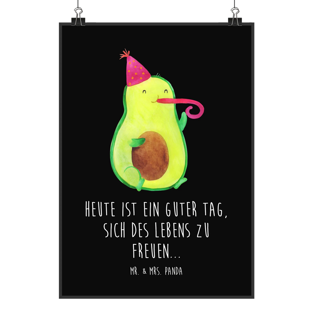 Poster Avocado Partyhupe Poster, Wandposter, Bild, Wanddeko, Küchenposter, Kinderposter, Wanddeko Bild, Raumdekoration, Wanddekoration, Handgemaltes Poster, Mr. & Mrs. Panda Poster, Designposter, Kunstdruck, Posterdruck, Avocado, Veggie, Vegan, Gesund, Party, Feierlichkeit, Feier, Fete, Geburtstag, Gute Laune, Tröte