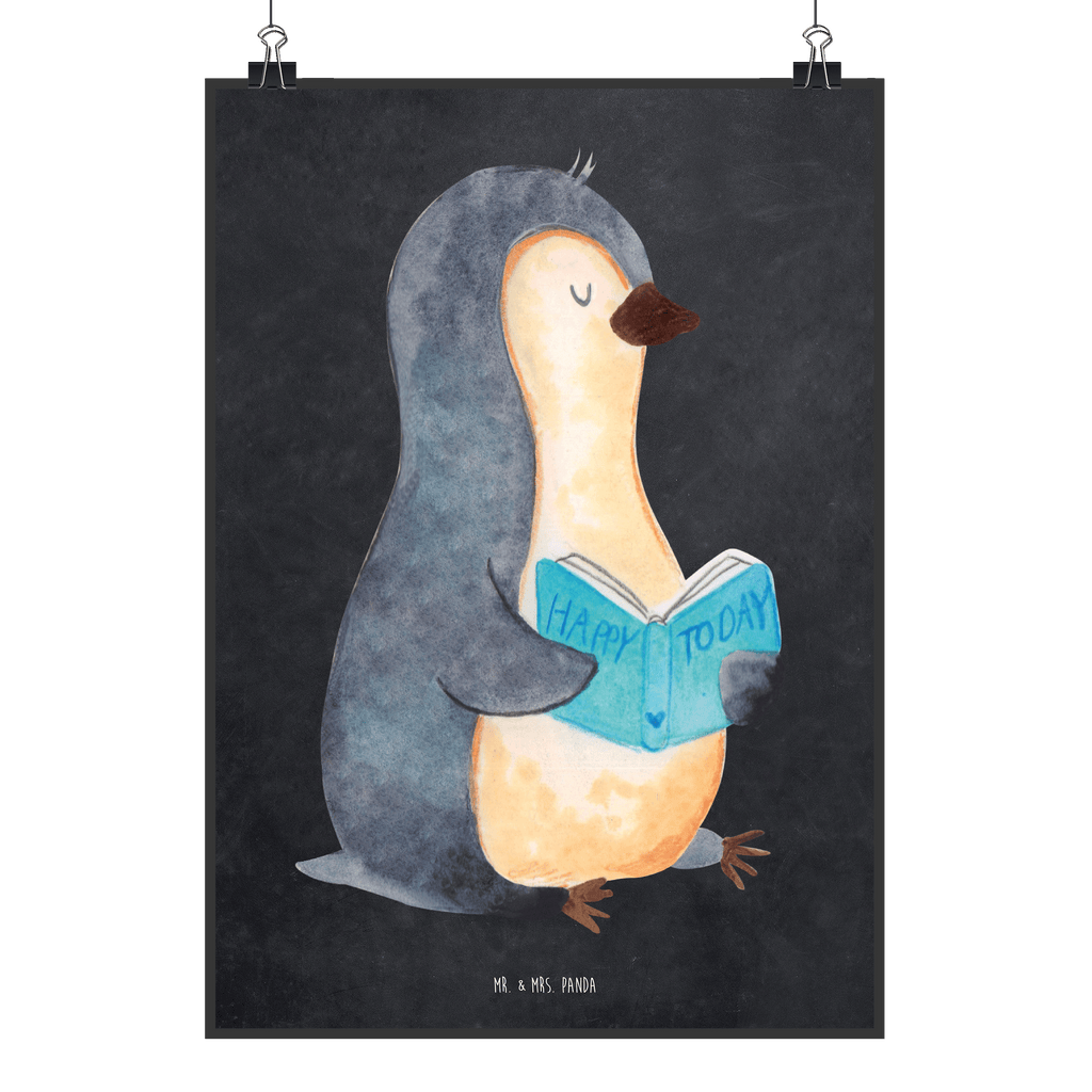 Poster Pinguin Buch Poster, Wandposter, Bild, Wanddeko, Küchenposter, Kinderposter, Wanddeko Bild, Raumdekoration, Wanddekoration, Handgemaltes Poster, Mr. & Mrs. Panda Poster, Designposter, Kunstdruck, Posterdruck, Pinguin, Pinguine, Buch, Lesen, Bücherwurm, Nichtstun, Faulenzen, Ferien, Urlaub, Freizeit