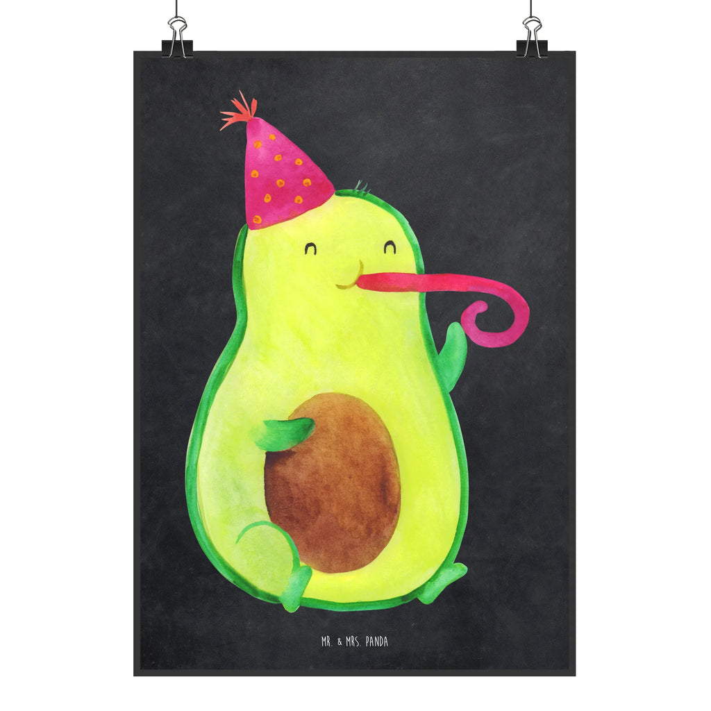 Poster Avocado Partyhupe Poster, Wandposter, Bild, Wanddeko, Küchenposter, Kinderposter, Wanddeko Bild, Raumdekoration, Wanddekoration, Handgemaltes Poster, Mr. & Mrs. Panda Poster, Designposter, Kunstdruck, Posterdruck, Avocado, Veggie, Vegan, Gesund, Party, Feierlichkeit, Feier, Fete, Geburtstag, Gute Laune, Tröte