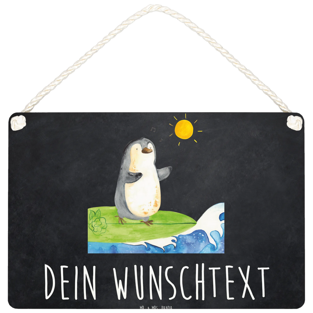 Personalisiertes Deko Schild Pinguin Surfer Dekoschild, Deko Schild, Schild, Tür Schild, Türschild, Holzschild, Wandschild, Wanddeko, Pinguin, Pinguine, surfen, Surfer, Hawaii, Urlaub, Wellen, Wellen reiten, Portugal