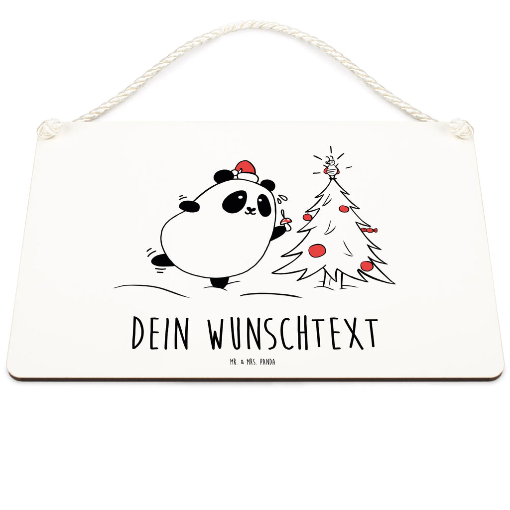 Personalisiertes Deko Schild Panda Weihnachtszeit Dekoschild, Deko Schild, Schild, Tür Schild, Türschild, Holzschild, Wandschild, Wanddeko