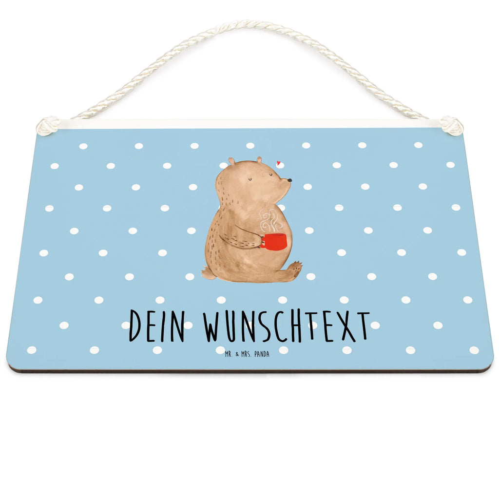 Personalisiertes Deko Schild Bär Kaffee Dekoschild, Deko Schild, Schild, Tür Schild, Türschild, Holzschild, Wandschild, Wanddeko, Bär, Teddy, Teddybär, Kaffee, Coffee, Bären, guten Morgen, Morgenroutine, Welt erobern, Welt retten, Motivation