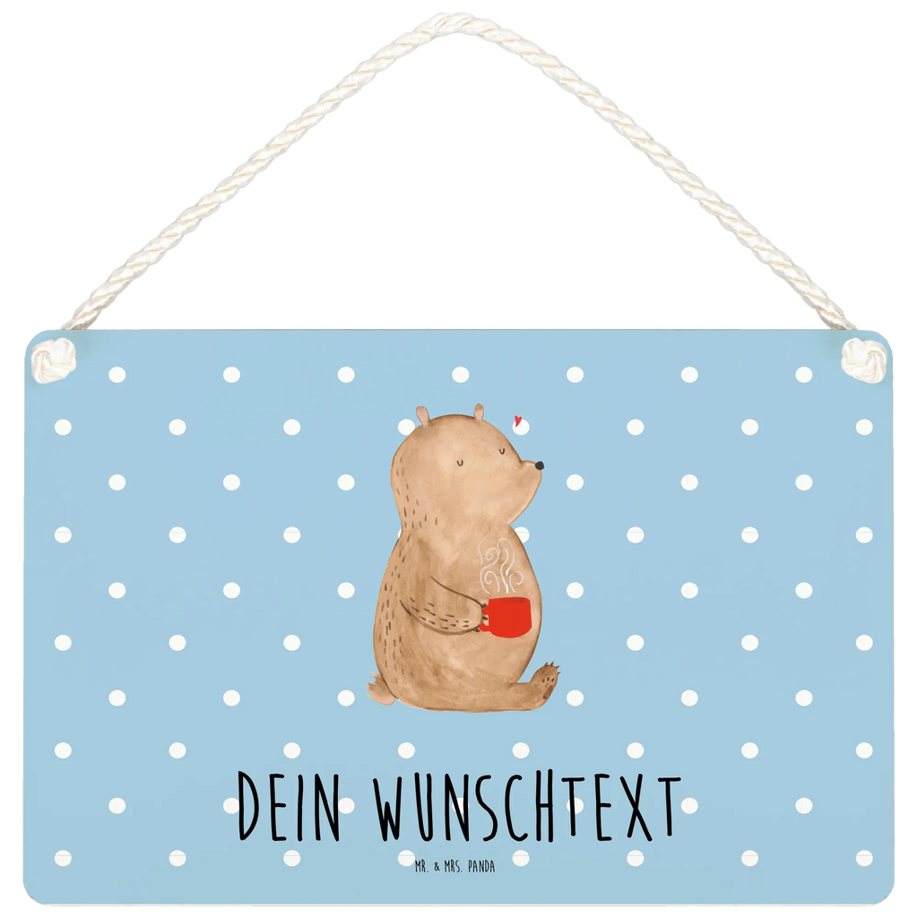 Personalisiertes Deko Schild Bär Kaffee Dekoschild, Deko Schild, Schild, Tür Schild, Türschild, Holzschild, Wandschild, Wanddeko, Bär, Teddy, Teddybär, Kaffee, Coffee, Bären, guten Morgen, Morgenroutine, Welt erobern, Welt retten, Motivation