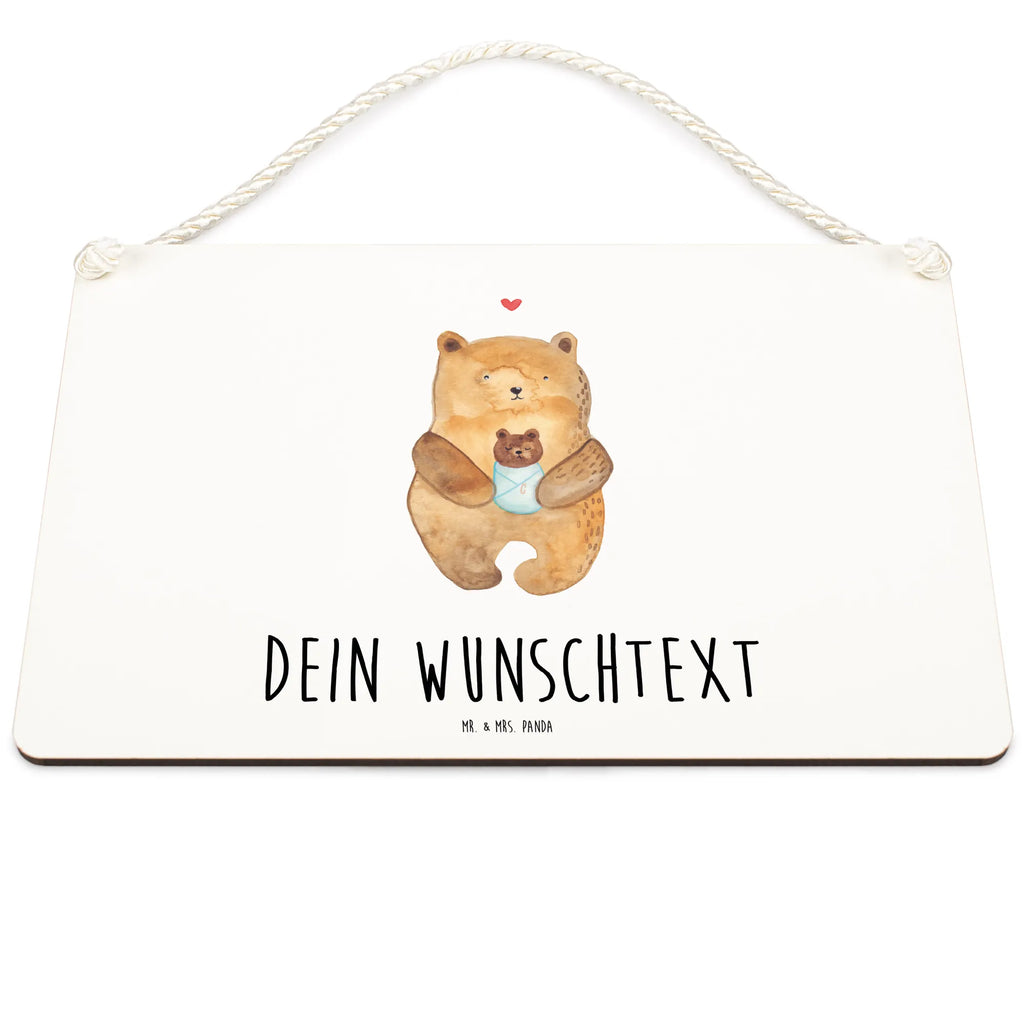 Personalisiertes Deko Schild Bär mit Baby Dekoschild, Deko Schild, Schild, Tür Schild, Türschild, Holzschild, Wandschild, Wanddeko, Bär, Teddy, Teddybär, Eltern, Mutter, Baby, Taufe, Geburt, Nichte, Neffe, Enkel, Enkelin, Täufling, Geburtstag, Glückwunsch