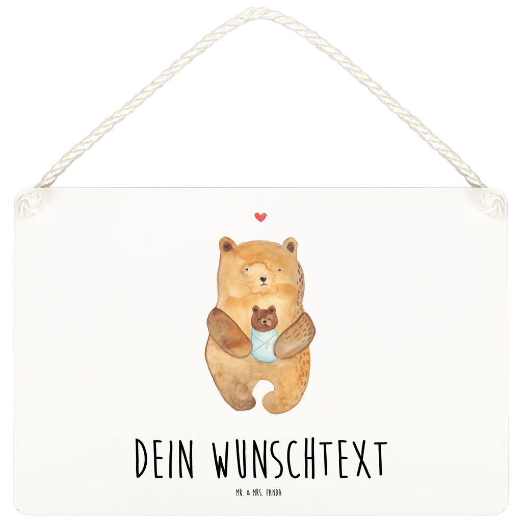 Personalisiertes Deko Schild Bär mit Baby Dekoschild, Deko Schild, Schild, Tür Schild, Türschild, Holzschild, Wandschild, Wanddeko, Bär, Teddy, Teddybär, Eltern, Mutter, Baby, Taufe, Geburt, Nichte, Neffe, Enkel, Enkelin, Täufling, Geburtstag, Glückwunsch