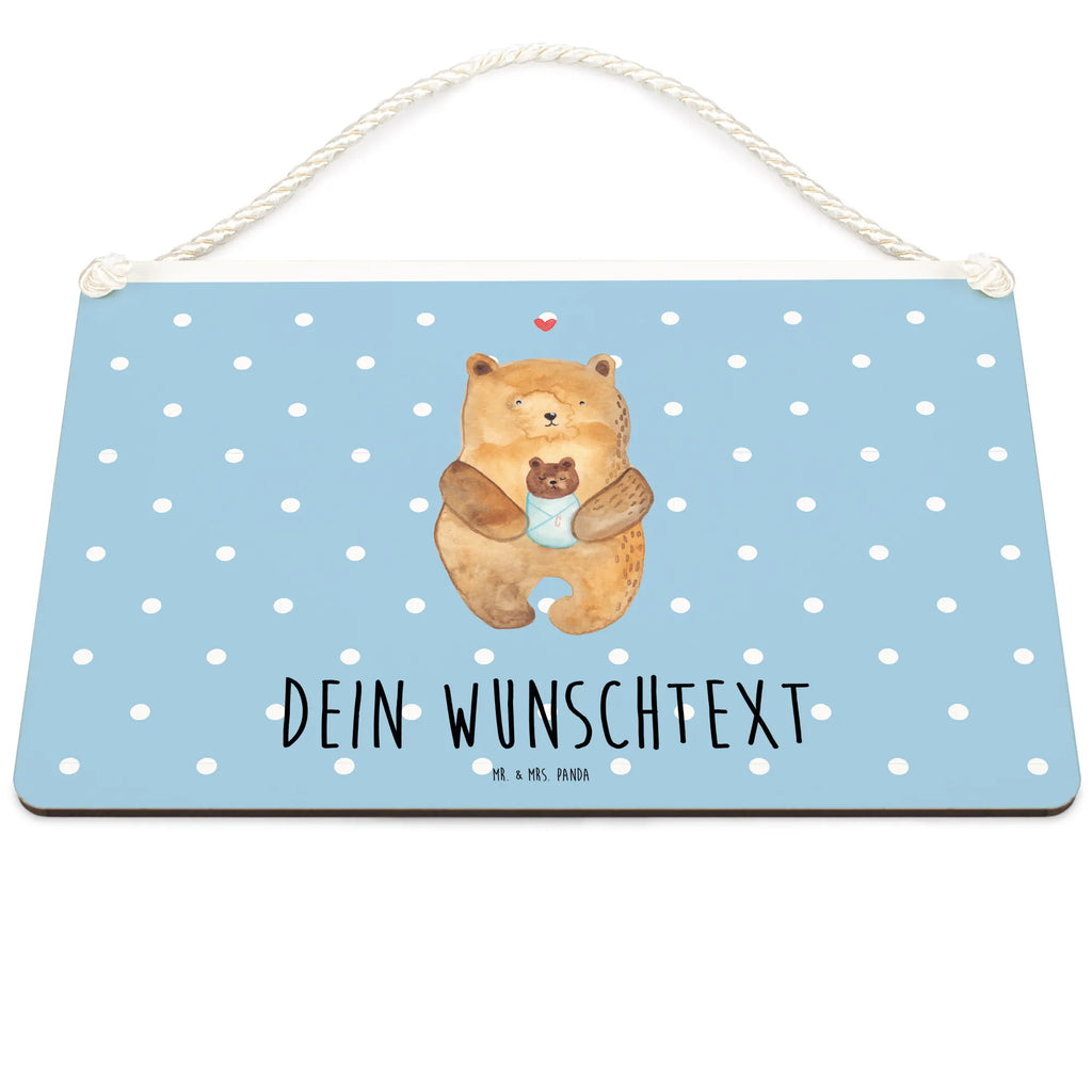 Personalisiertes Deko Schild Bär mit Baby Dekoschild, Deko Schild, Schild, Tür Schild, Türschild, Holzschild, Wandschild, Wanddeko, Bär, Teddy, Teddybär, Eltern, Mutter, Baby, Taufe, Geburt, Nichte, Neffe, Enkel, Enkelin, Täufling, Geburtstag, Glückwunsch