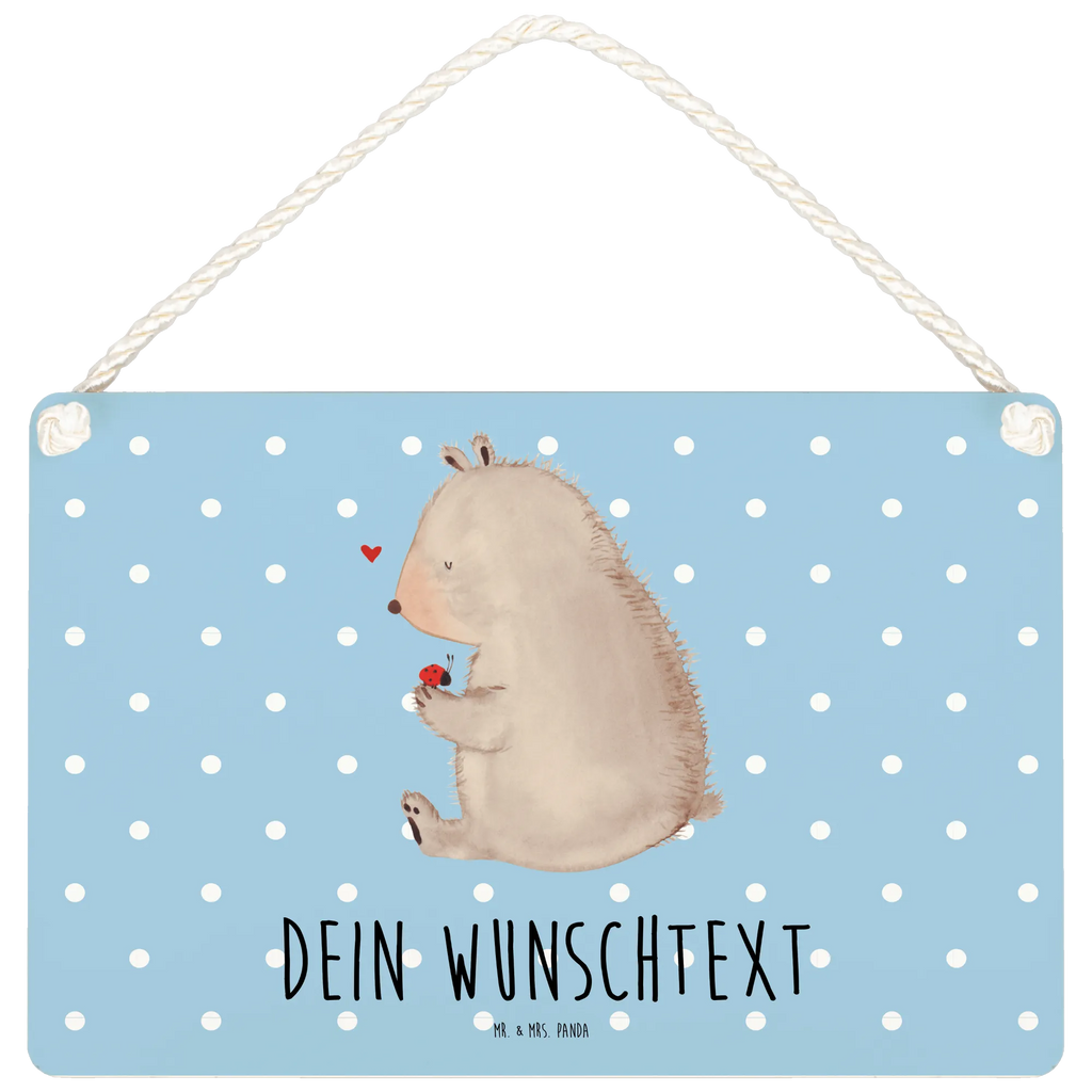 Personalisiertes Deko Schild Bär mit Marienkäfer Dekoschild, Deko Schild, Schild, Tür Schild, Türschild, Holzschild, Wandschild, Wanddeko, Bär, Teddy, Teddybär, Marienkäfer, Liebe, Freiheit, Motivation, Das Leben ist schön