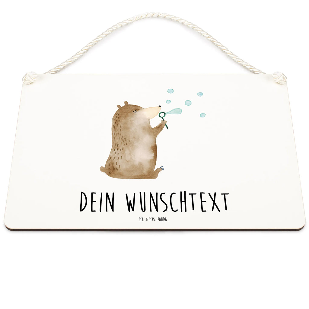 Personalisiertes Deko Schild Bär Seifenblasen Dekoschild, Deko Schild, Schild, Tür Schild, Türschild, Holzschild, Wandschild, Wanddeko, Bär, Teddy, Teddybär, Seifenblasen Bär Lustig Sein Glücklich Traurig Happy