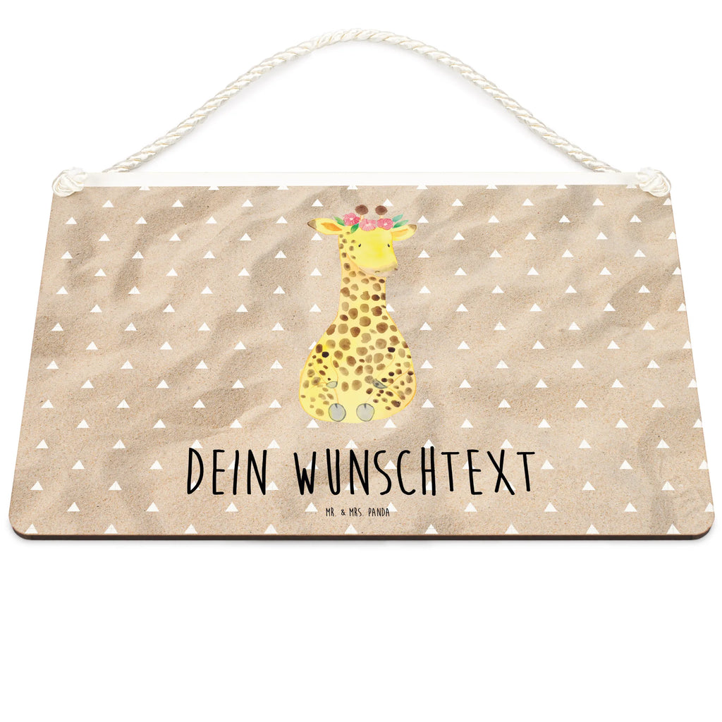 Personalisiertes Deko Schild Giraffe Blumenkranz Dekoschild, Deko Schild, Schild, Tür Schild, Türschild, Holzschild, Wandschild, Wanddeko, Afrika, Wildtiere, Giraffe, Blumenkranz, Abenteurer, Selbstliebe, Freundin