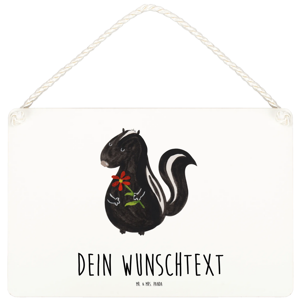 Personalisiertes Deko Schild Stinktier Blume Dekoschild, Deko Schild, Schild, Tür Schild, Türschild, Holzschild, Wandschild, Wanddeko, Stinktier, Skunk, Wildtier, Raubtier, Stinker, Stinki, Tagträumer, verträumt, Dreams, Träume