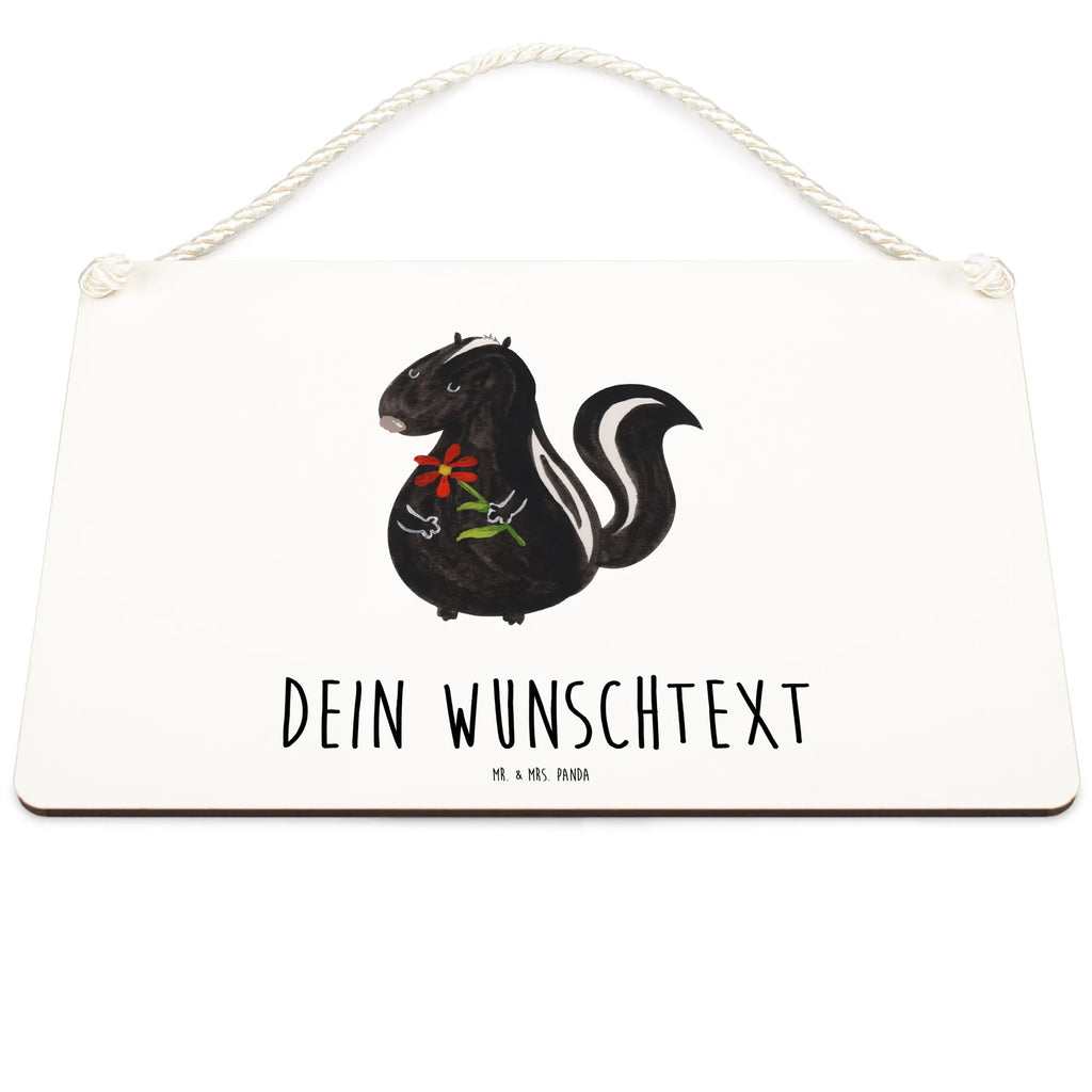 Personalisiertes Deko Schild Stinktier Blume Dekoschild, Deko Schild, Schild, Tür Schild, Türschild, Holzschild, Wandschild, Wanddeko, Stinktier, Skunk, Wildtier, Raubtier, Stinker, Stinki, Tagträumer, verträumt, Dreams, Träume