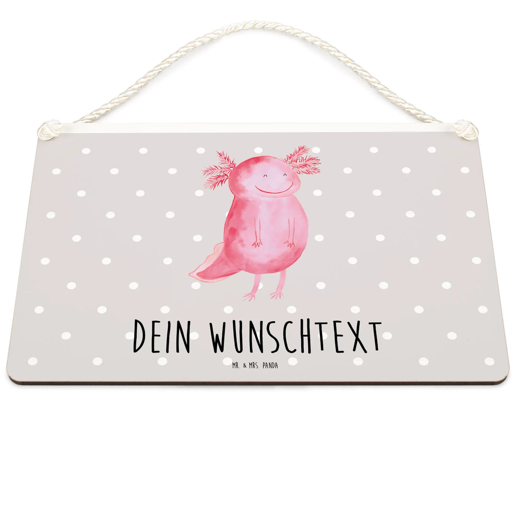 Personalisiertes Deko Schild Axolotl glücklich Dekoschild, Deko Schild, Schild, Tür Schild, Türschild, Holzschild, Wandschild, Wanddeko, Axolotl, Molch, Axolot, Schwanzlurch, Lurch, Lurche, Motivation, gute Laune