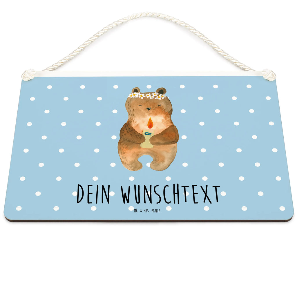 Personalisiertes Deko Schild Kommunion-Bär Dekoschild, Deko Schild, Schild, Tür Schild, Türschild, Holzschild, Wandschild, Wanddeko, Bär, Teddy, Teddybär, Kommunion, Gottes Segen, Taufkerze, katholisch