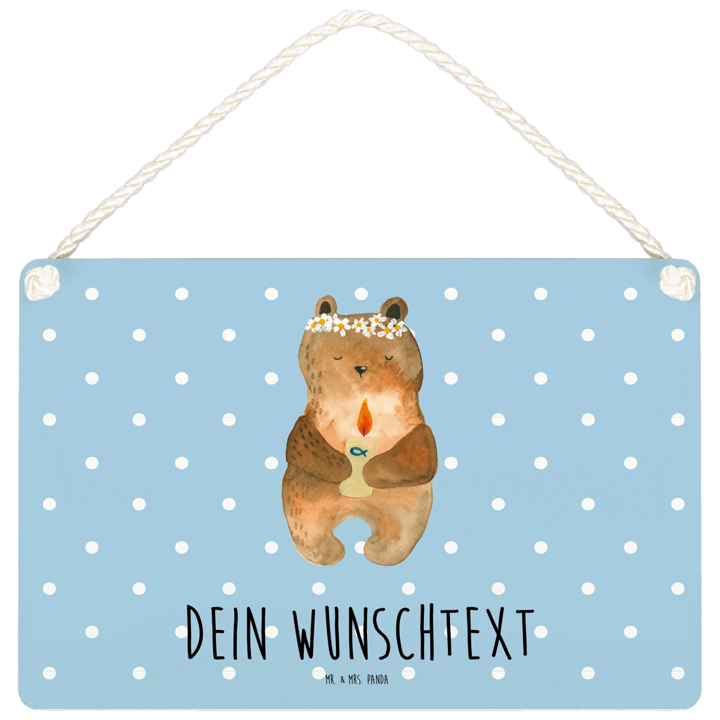 Personalisiertes Deko Schild Kommunion-Bär Dekoschild, Deko Schild, Schild, Tür Schild, Türschild, Holzschild, Wandschild, Wanddeko, Bär, Teddy, Teddybär, Kommunion, Gottes Segen, Taufkerze, katholisch