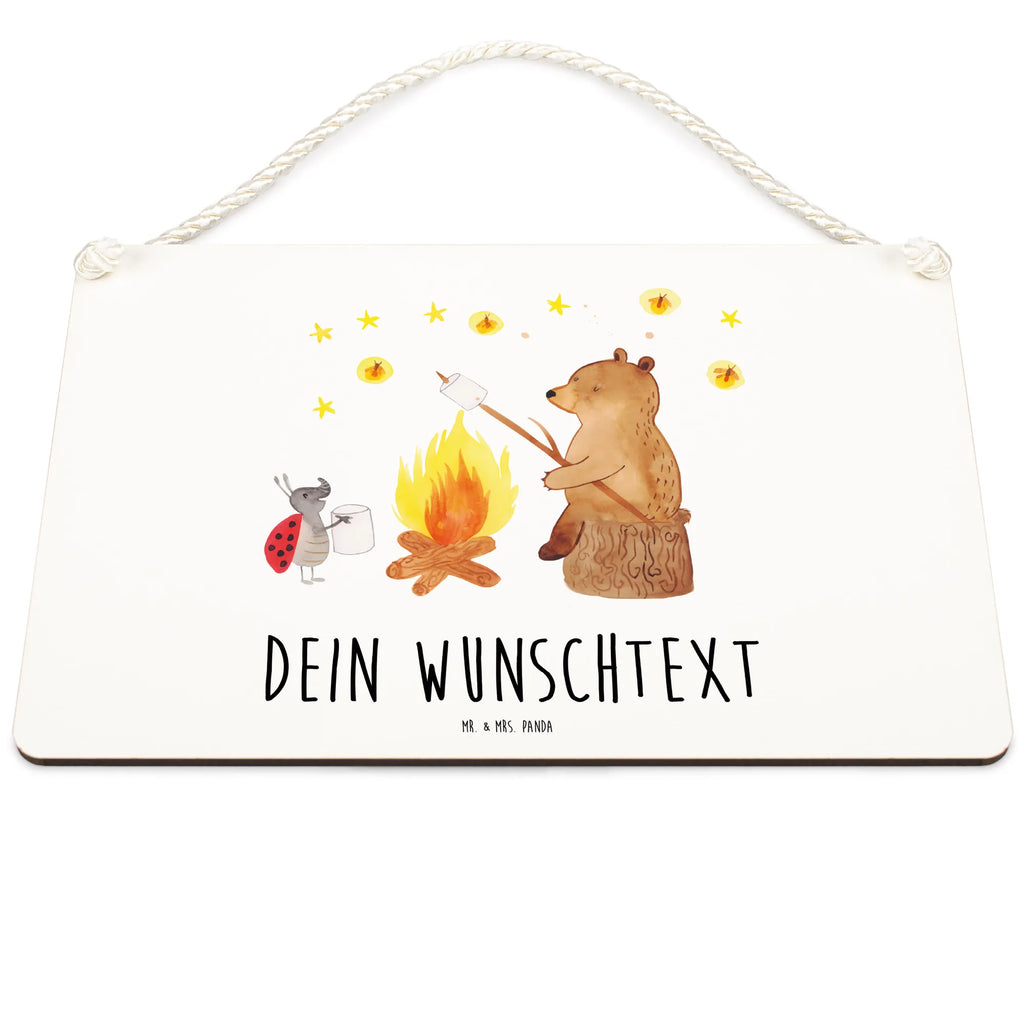 Personalisiertes Deko Schild Bär & Marienkäfer Lagerfeuer Dekoschild, Deko Schild, Schild, Tür Schild, Türschild, Holzschild, Wandschild, Wanddeko, Bär, Teddy, Teddybär, Lagerfeuer