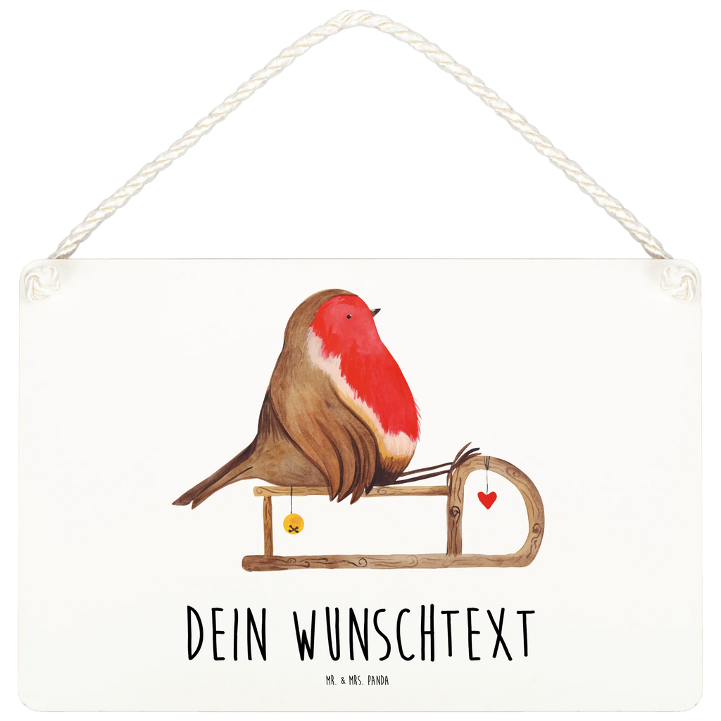 Personalisiertes Deko Schild Rotkehlchen Schlitten Dekoschild, Deko Schild, Schild, Tür Schild, Türschild, Holzschild, Wandschild, Wanddeko, Winter, Weihnachten, Weihnachtsdeko, Nikolaus, Advent, Heiligabend, Wintermotiv, Schlitten, Vogel