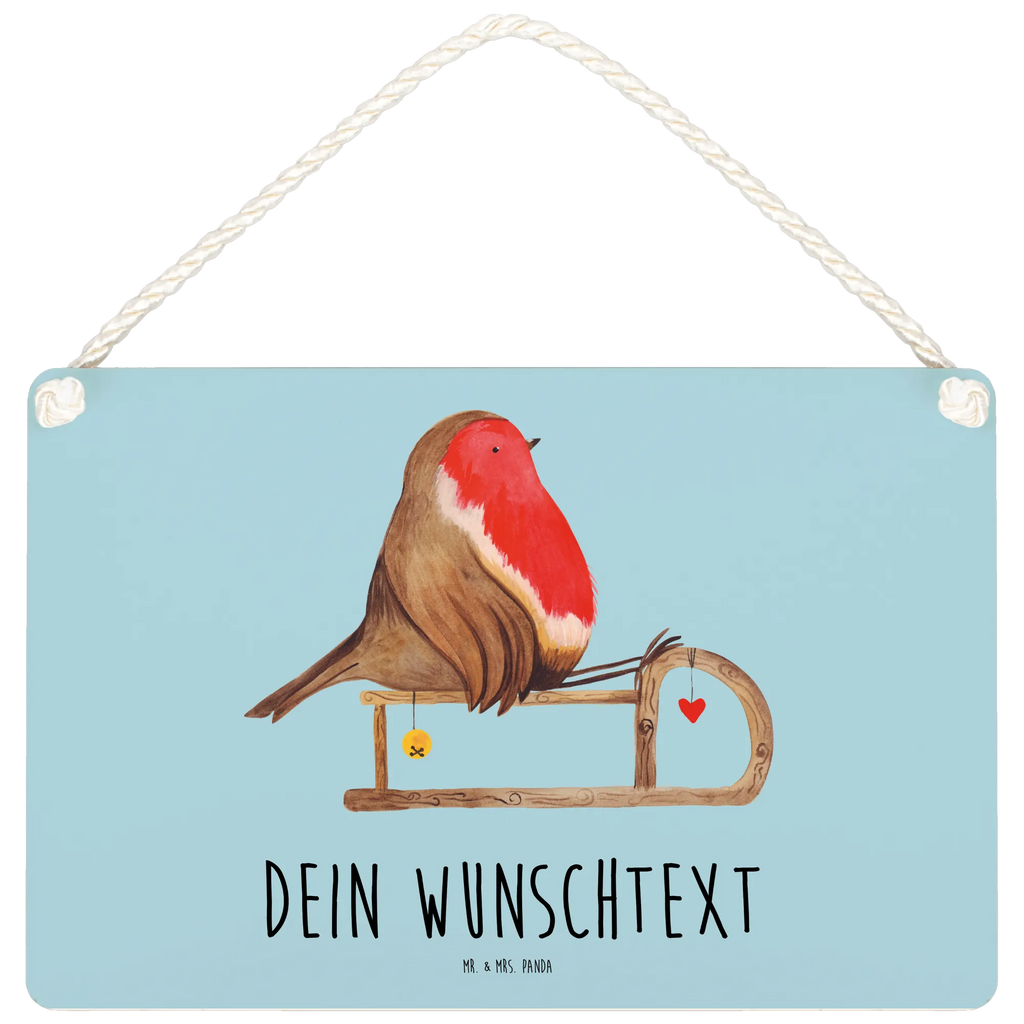 Personalisiertes Deko Schild Rotkehlchen Schlitten Dekoschild, Deko Schild, Schild, Tür Schild, Türschild, Holzschild, Wandschild, Wanddeko, Winter, Weihnachten, Weihnachtsdeko, Nikolaus, Advent, Heiligabend, Wintermotiv, Schlitten, Vogel