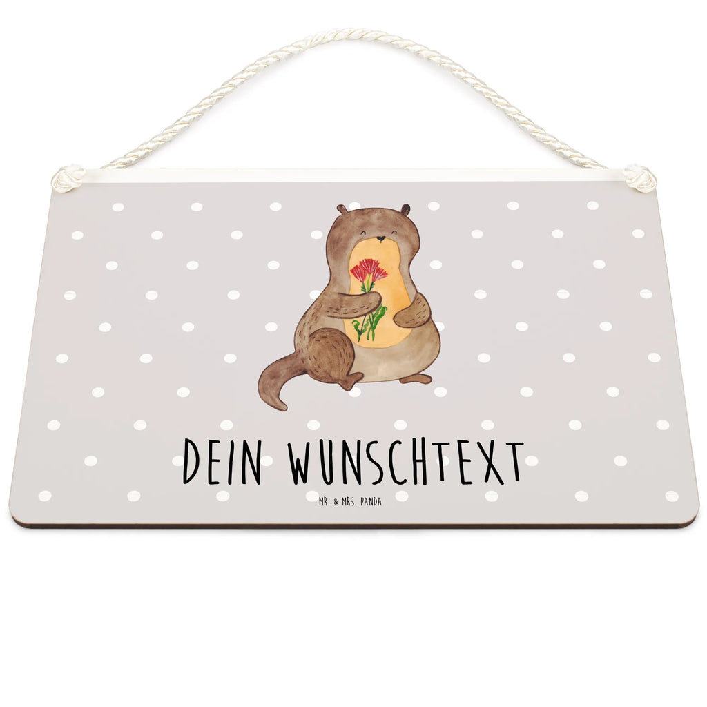 Personalisiertes Deko Schild Otter Blumenstrauß Dekoschild, Deko Schild, Schild, Tür Schild, Türschild, Holzschild, Wandschild, Wanddeko, Otter, Fischotter, Seeotter, Otter Seeotter See Otter