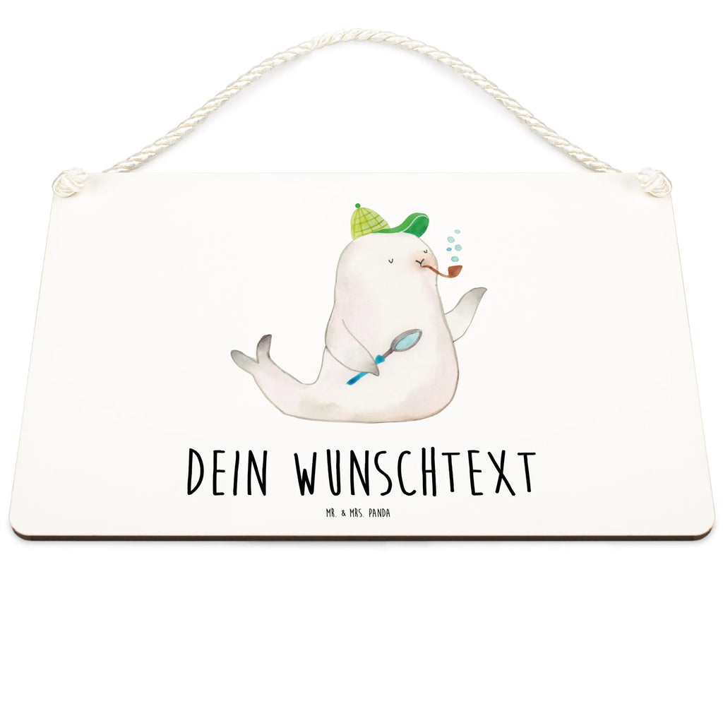 Personalisiertes Deko Schild Robbe Sherlock Dekoschild, Deko Schild, Schild, Tür Schild, Türschild, Holzschild, Wandschild, Wanddeko, Tiermotive, Gute Laune, lustige Sprüche, Tiere