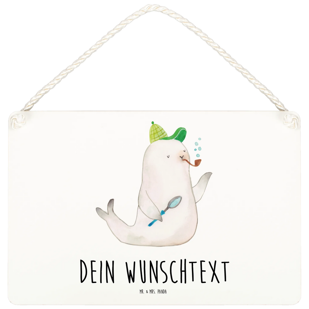 Personalisiertes Deko Schild Robbe Sherlock Dekoschild, Deko Schild, Schild, Tür Schild, Türschild, Holzschild, Wandschild, Wanddeko, Tiermotive, Gute Laune, lustige Sprüche, Tiere