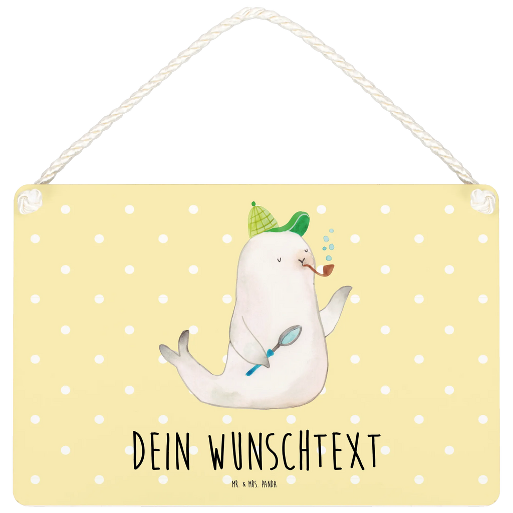 Personalisiertes Deko Schild Robbe Sherlock Dekoschild, Deko Schild, Schild, Tür Schild, Türschild, Holzschild, Wandschild, Wanddeko, Tiermotive, Gute Laune, lustige Sprüche, Tiere