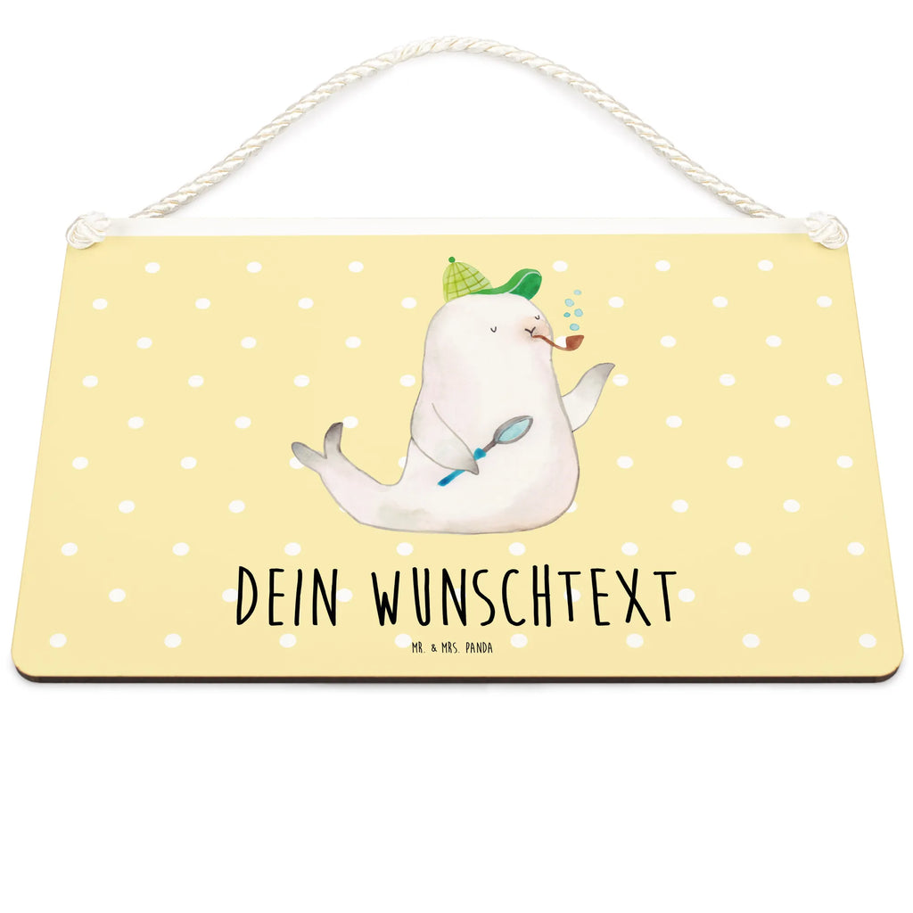 Personalisiertes Deko Schild Robbe Sherlock Dekoschild, Deko Schild, Schild, Tür Schild, Türschild, Holzschild, Wandschild, Wanddeko, Tiermotive, Gute Laune, lustige Sprüche, Tiere