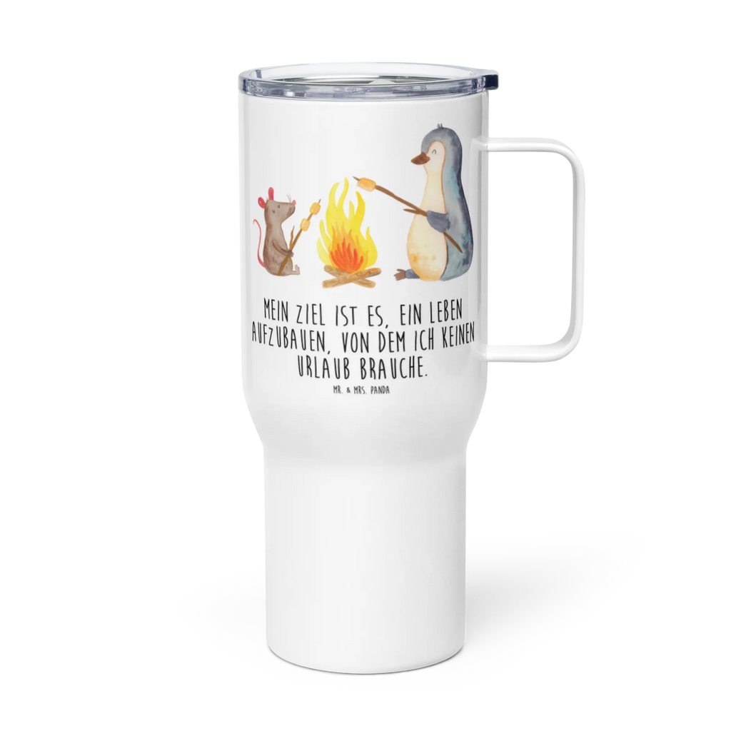 XXL Thermobecher Pinguin Lagerfeuer Thermobecher, XL Thermobecher, Reisebecher, XL Reisetasse, Großer Thermobecher, Autobecher, Jumbo Becher, Pinguin, Maus, Pinguine, Lagerfeuer, Leben, Arbeit, Job, Motivation, Büro, Büroalltag, Lebensspruch, Lebensmotivation, Neustart, Liebe, grillen, Feuer, Marshmallows