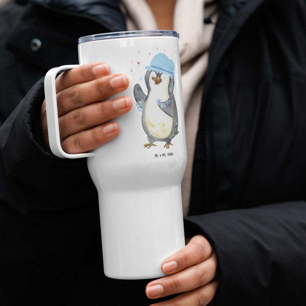 XXL Thermobecher Pinguin Duschen Thermobecher, XL Thermobecher, Reisebecher, XL Reisetasse, Großer Thermobecher, Autobecher, Jumbo Becher, Pinguin, Pinguine, Dusche, duschen, Lebensmotto, Motivation, Neustart, Neuanfang, glücklich sein