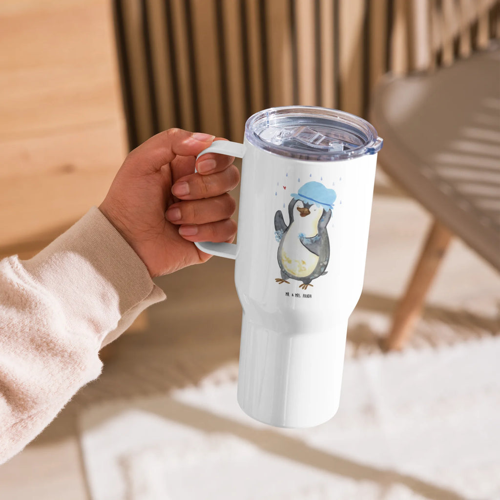 XXL Thermobecher Pinguin Duschen Thermobecher, XL Thermobecher, Reisebecher, XL Reisetasse, Großer Thermobecher, Autobecher, Jumbo Becher, Pinguin, Pinguine, Dusche, duschen, Lebensmotto, Motivation, Neustart, Neuanfang, glücklich sein