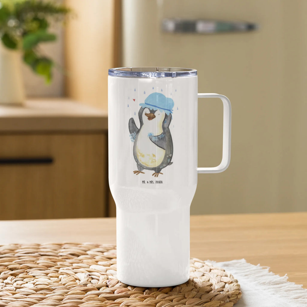 XXL Thermobecher Pinguin Duschen Thermobecher, XL Thermobecher, Reisebecher, XL Reisetasse, Großer Thermobecher, Autobecher, Jumbo Becher, Pinguin, Pinguine, Dusche, duschen, Lebensmotto, Motivation, Neustart, Neuanfang, glücklich sein