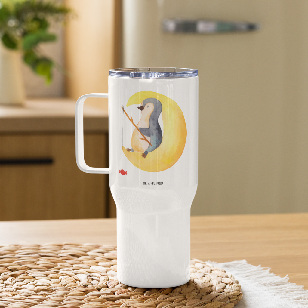 XXL Thermobecher Pinguin Mond Thermobecher, XL Thermobecher, Reisebecher, XL Reisetasse, Großer Thermobecher, Autobecher, Jumbo Becher, Pinguin, Pinguine, Spruch, schlafen, Nachtruhe, Einschlafen, Schlafzimmer, Schlafstörungen, Gästezimmer