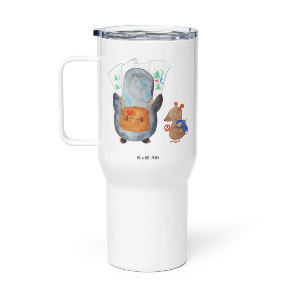 XXL Thermobecher Pinguin & Maus Wanderer Thermobecher, XL Thermobecher, Reisebecher, XL Reisetasse, Großer Thermobecher, Autobecher, Jumbo Becher, Pinguin, Pinguine, Abenteurer, Abenteuer, Roadtrip, Ausflug, Wanderlust, wandern