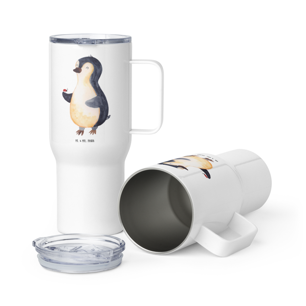 XXL Thermobecher Pinguin Marienkäfer Thermobecher, XL Thermobecher, Reisebecher, XL Reisetasse, Großer Thermobecher, Autobecher, Jumbo Becher, Pinguin, Pinguine, Marienkäfer, Liebe, Wunder, Glück, Freude, Lebensfreude