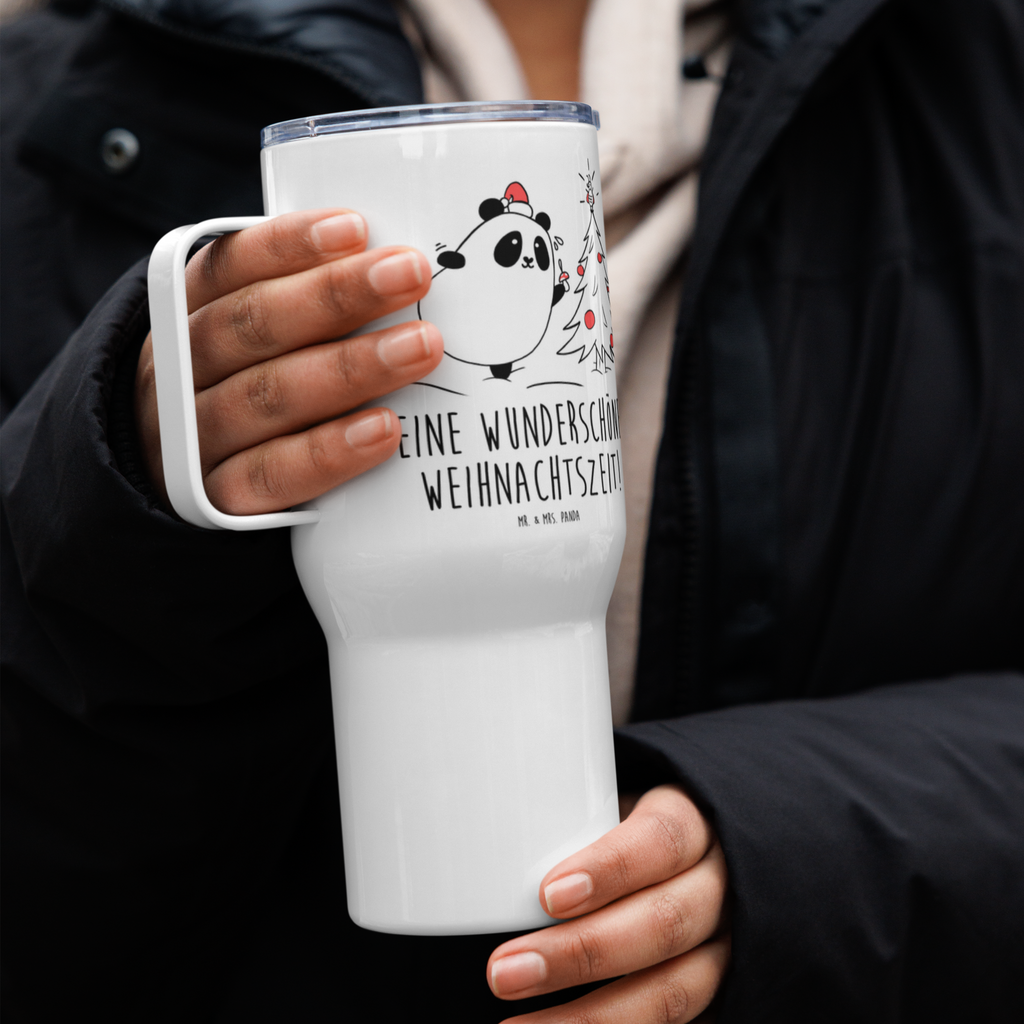 XXL Thermobecher Panda Weihnachtszeit Thermobecher, XL Thermobecher, Reisebecher, XL Reisetasse, Großer Thermobecher, Autobecher, Jumbo Becher