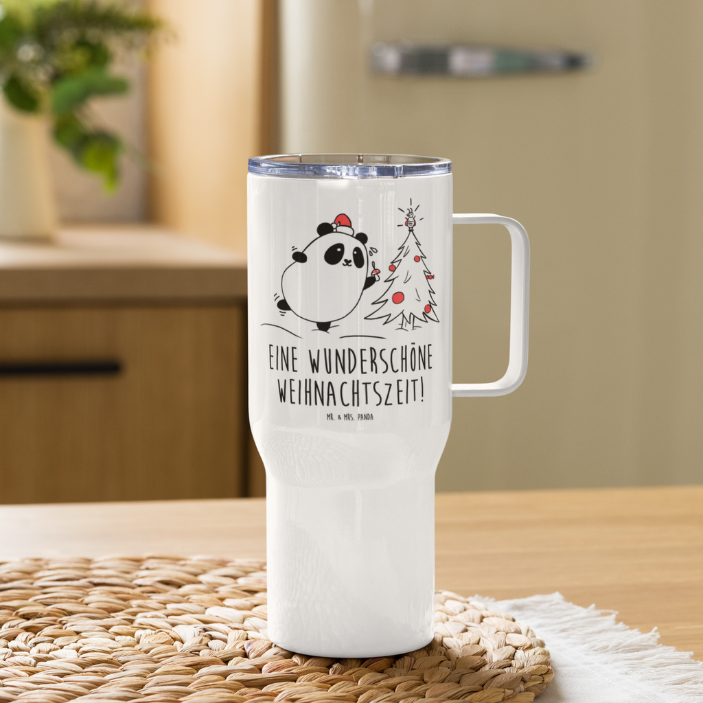 XXL Thermobecher Panda Weihnachtszeit Thermobecher, XL Thermobecher, Reisebecher, XL Reisetasse, Großer Thermobecher, Autobecher, Jumbo Becher