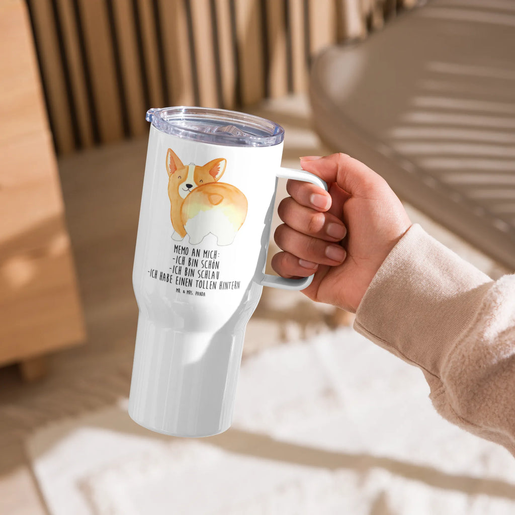 XXL Thermobecher Corgi Po Thermobecher, XL Thermobecher, Reisebecher, XL Reisetasse, Großer Thermobecher, Autobecher, Jumbo Becher, Hund, Hundemotiv, Haustier, Hunderasse, Tierliebhaber, Hundebesitzer, Sprüche, Corgie, Hundeliebe, Motivation, Selbstliebe, Spruch