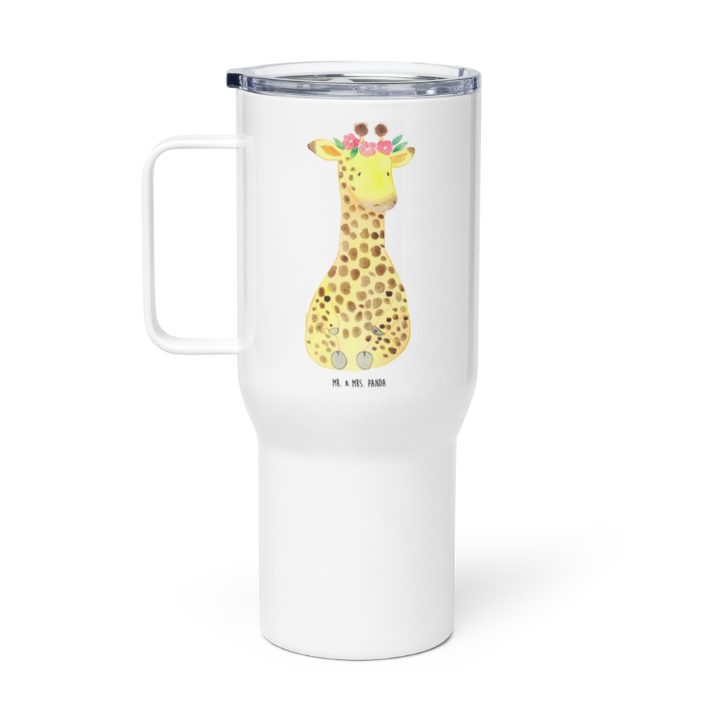 XXL Thermobecher Giraffe Blumenkranz Thermobecher, XL Thermobecher, Reisebecher, XL Reisetasse, Großer Thermobecher, Autobecher, Jumbo Becher, Afrika, Wildtiere, Giraffe, Blumenkranz, Abenteurer, Selbstliebe, Freundin