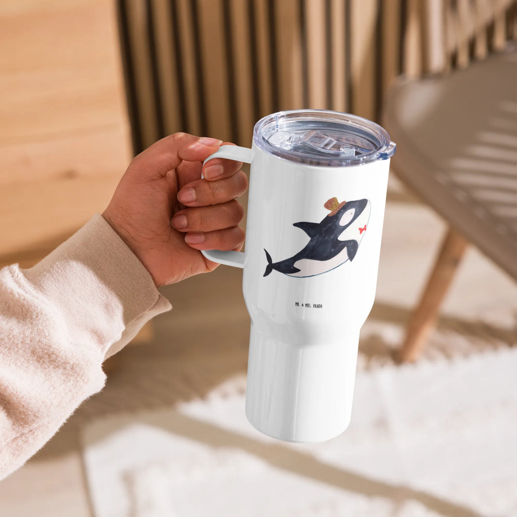 XXL Thermobecher Orca Zylinder Thermobecher, XL Thermobecher, Reisebecher, XL Reisetasse, Großer Thermobecher, Autobecher, Jumbo Becher, Meerestiere, Meer, Urlaub, Narwal, Glitter, Konfetti, Glitzer, Geburtstag, Feier, Fete, Fest, Glückwunsch, Orca