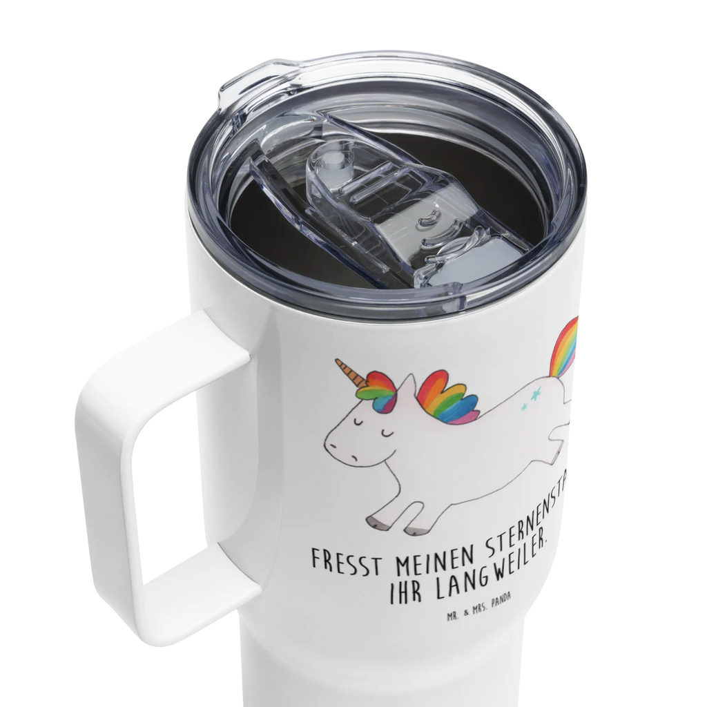 XXL Thermobecher Einhorn Happy Thermobecher, XL Thermobecher, Reisebecher, XL Reisetasse, Großer Thermobecher, Autobecher, Jumbo Becher, Einhorn, Einhörner, Einhorn Deko, Pegasus, Unicorn, glücklich, fröhlich, Spaß, Freude, Lebensfreude, witzig, spannend, Lächeln, Lachen