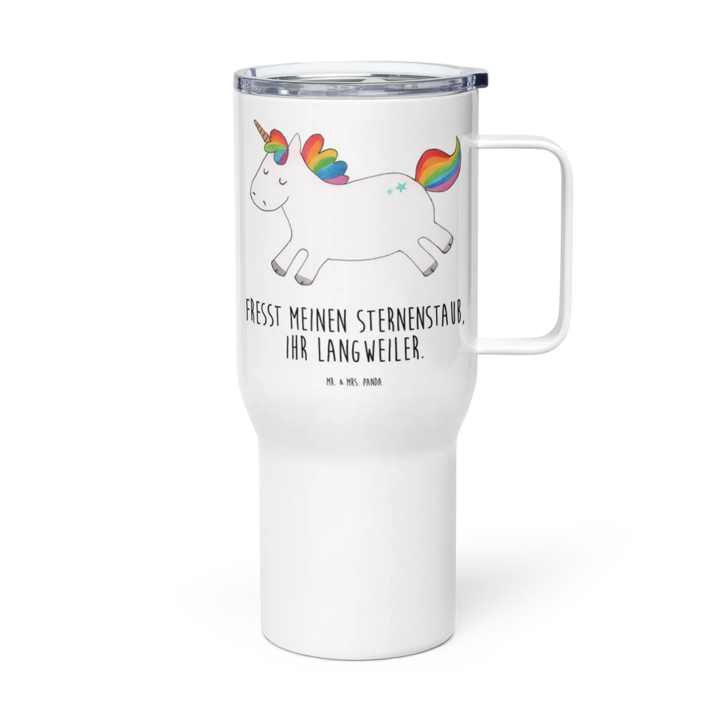 XXL Thermobecher Einhorn Happy Thermobecher, XL Thermobecher, Reisebecher, XL Reisetasse, Großer Thermobecher, Autobecher, Jumbo Becher, Einhorn, Einhörner, Einhorn Deko, Pegasus, Unicorn, glücklich, fröhlich, Spaß, Freude, Lebensfreude, witzig, spannend, Lächeln, Lachen