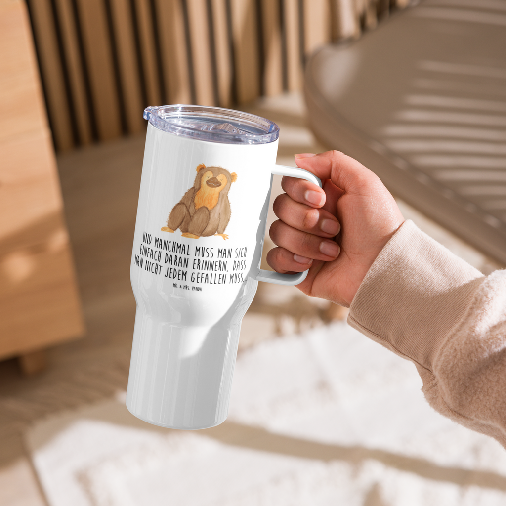 XXL Thermobecher Affe Thermobecher, XL Thermobecher, Reisebecher, XL Reisetasse, Großer Thermobecher, Autobecher, Jumbo Becher, Afrika, Wildtiere, Affe, Äffchen, Affen, Selbstliebe, Respekt, Motivation, Selbstachtung, Liebe, Selbstbewusstsein, Selfcare