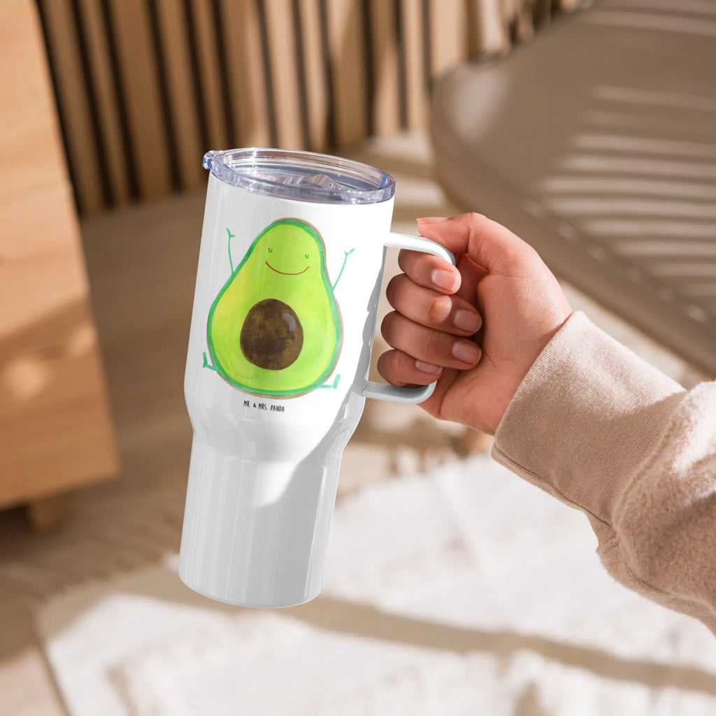 XXL Thermobecher Avocado Glücklich Thermobecher, XL Thermobecher, Reisebecher, XL Reisetasse, Großer Thermobecher, Autobecher, Jumbo Becher, Avocado, Veggie, Vegan, Gesund, Chaos