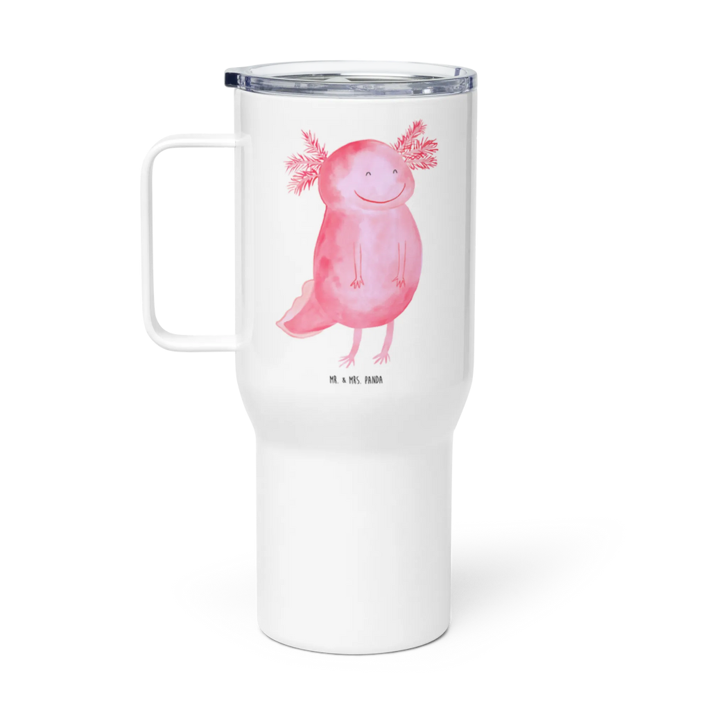 XXL Thermobecher Axolotl Glücklich Thermobecher, XL Thermobecher, Reisebecher, XL Reisetasse, Großer Thermobecher, Autobecher, Jumbo Becher, Axolotl, Molch, Axolot, Schwanzlurch, Lurch, Lurche, Motivation, gute Laune