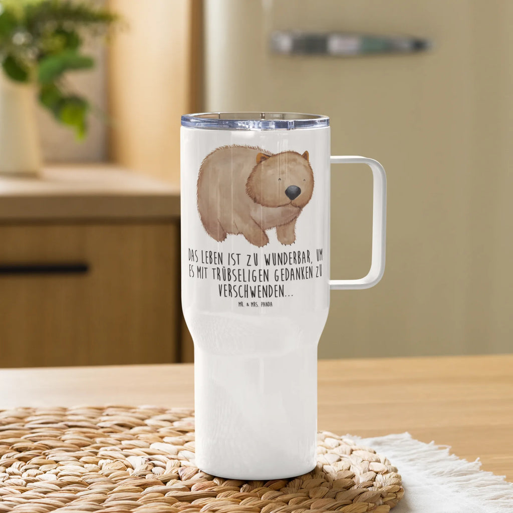 XXL Thermobecher Wombat Thermobecher, XL Thermobecher, Reisebecher, XL Reisetasse, Großer Thermobecher, Autobecher, Jumbo Becher, Tiermotive, Gute Laune, lustige Sprüche, Tiere, Wombat, Das Leben ist schön, Motivation, Spruch, Australien