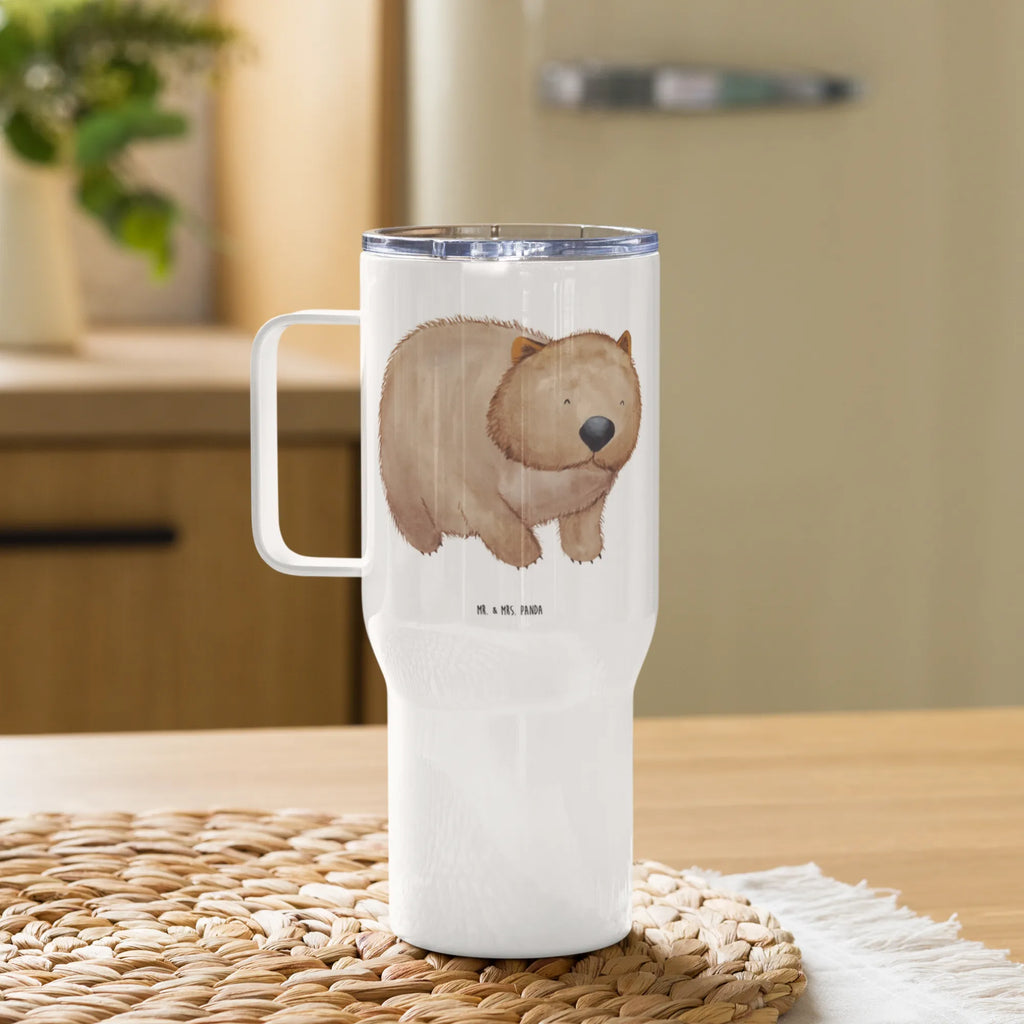 XXL Thermobecher Wombat Thermobecher, XL Thermobecher, Reisebecher, XL Reisetasse, Großer Thermobecher, Autobecher, Jumbo Becher, Tiermotive, Gute Laune, lustige Sprüche, Tiere, Wombat, Das Leben ist schön, Motivation, Spruch, Australien