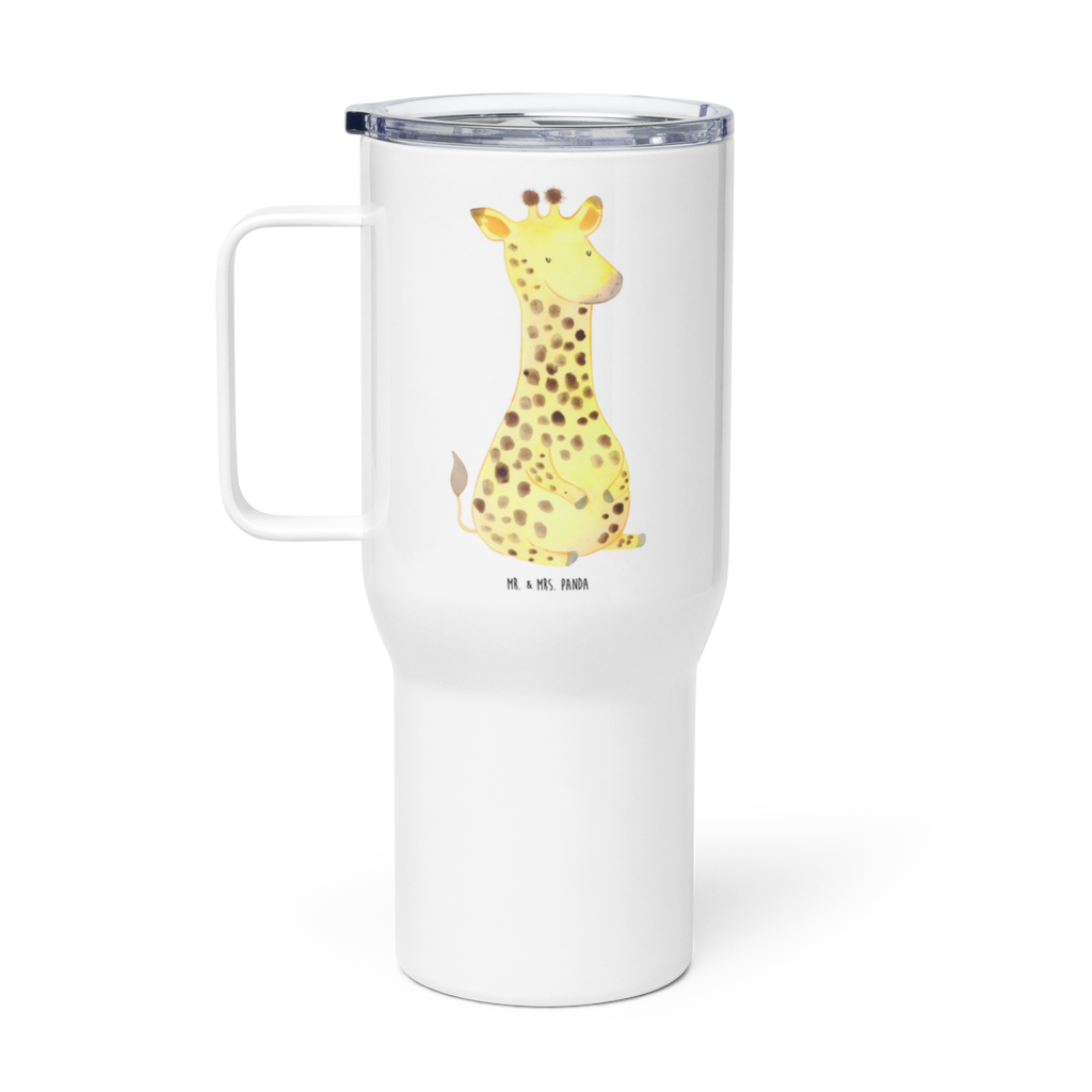 XXL Thermobecher Giraffe Zufrieden Thermobecher, XL Thermobecher, Reisebecher, XL Reisetasse, Großer Thermobecher, Autobecher, Jumbo Becher, Afrika, Wildtiere, Giraffe, Zufrieden, Glück, Abenteuer